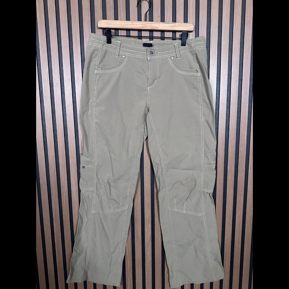 Kuhl Cargo Pants 12 Womens Beige Hiking Cotton Nylon Straight Performance
